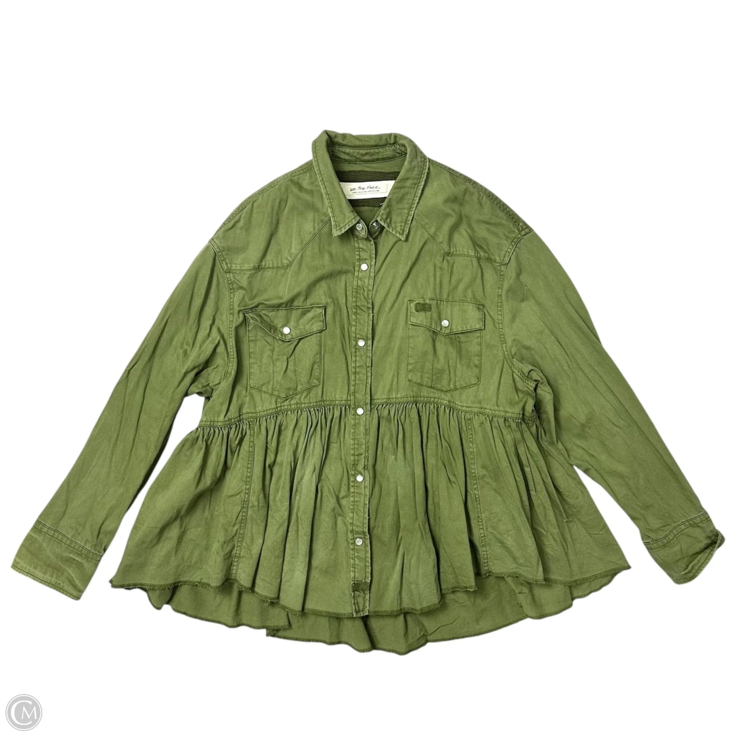 Jacket Shirt By Free People In Green, Size: L