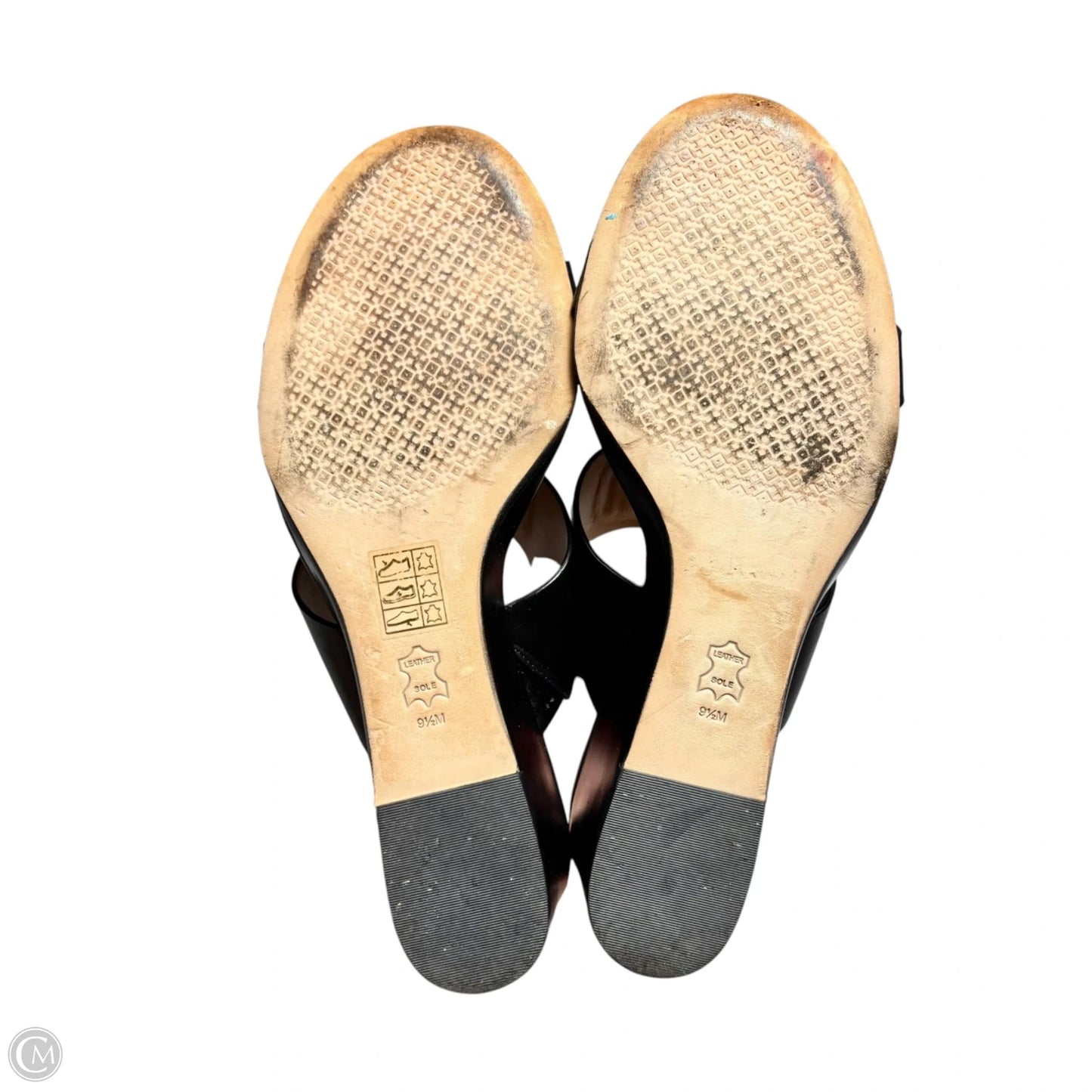 Sandals Designer By Tory Burch In Black & Gold, Size: 9.5
