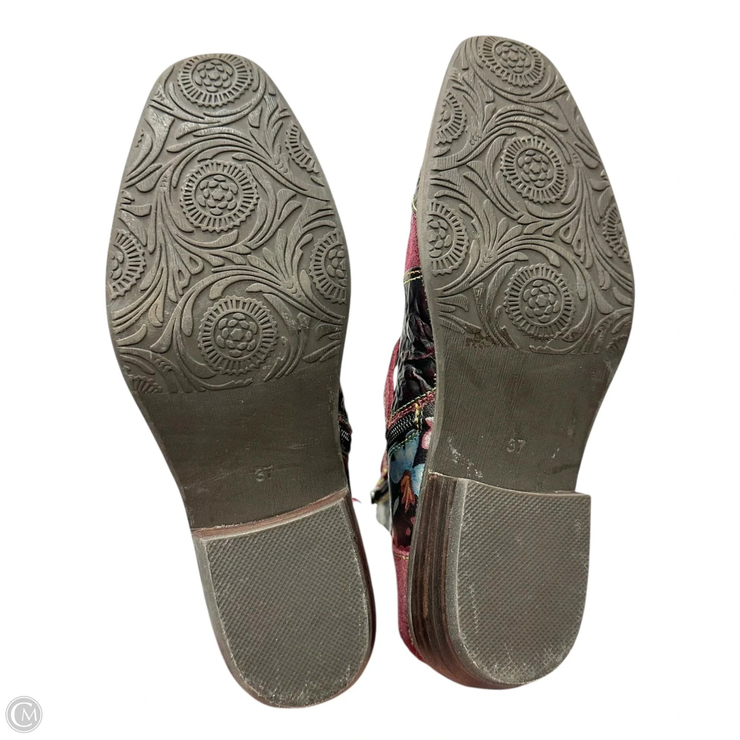 Boots Ankle Heels By Spring Step In Black & Purple, Size: 6.5