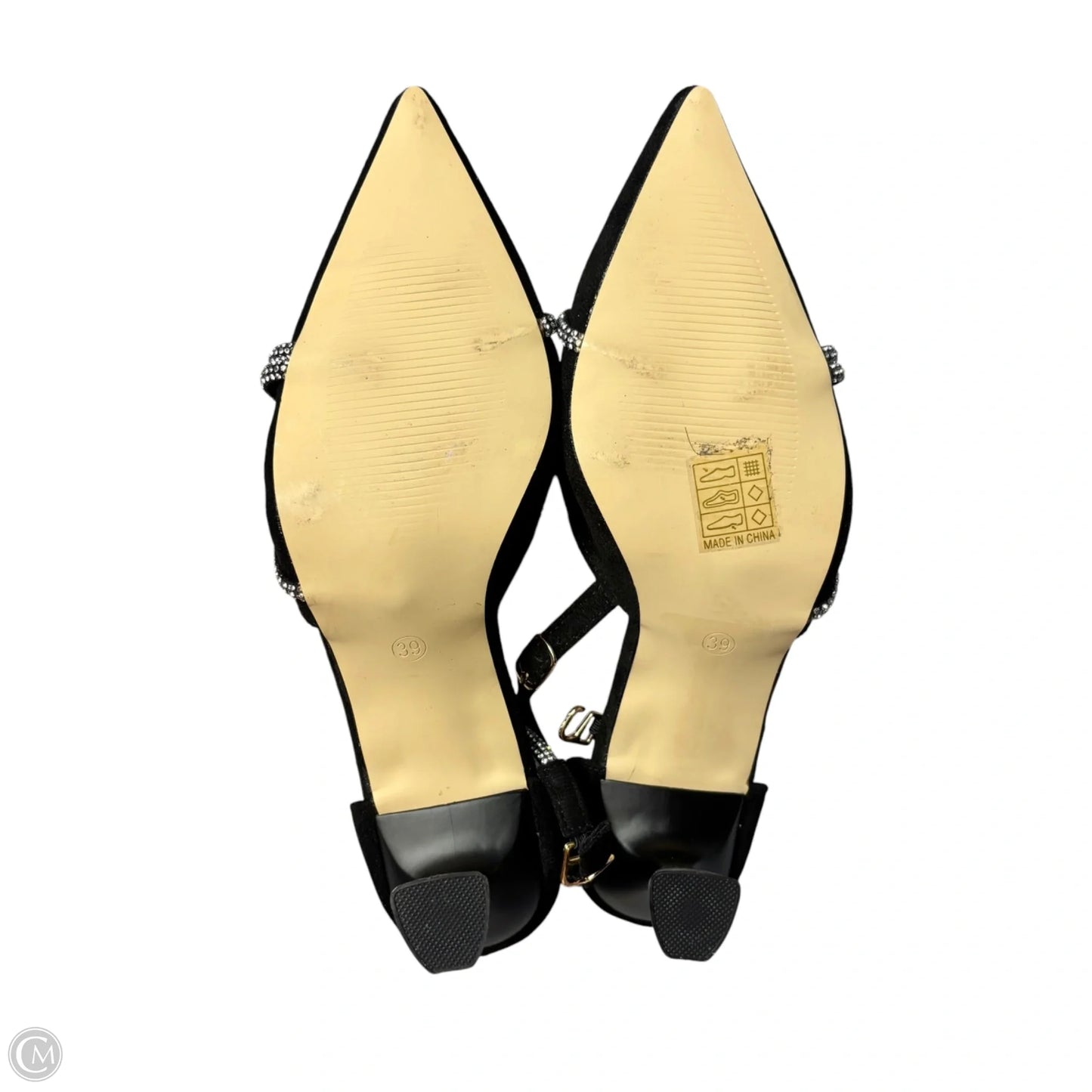 Shoes Heels Kitten In Black & Silver, Size: 8.5
