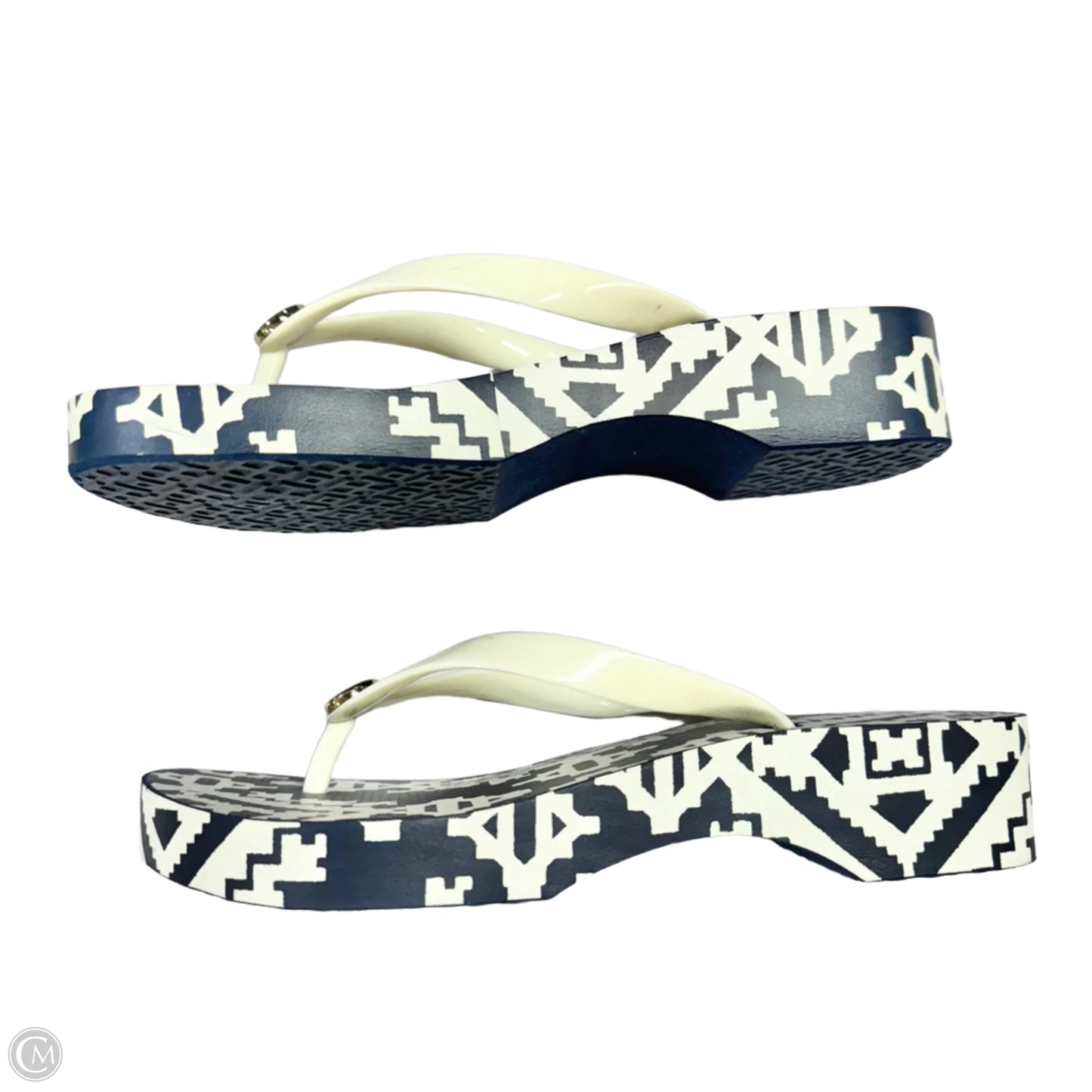 Sandals Designer By Tory Burch In Blue & White, Size: 7