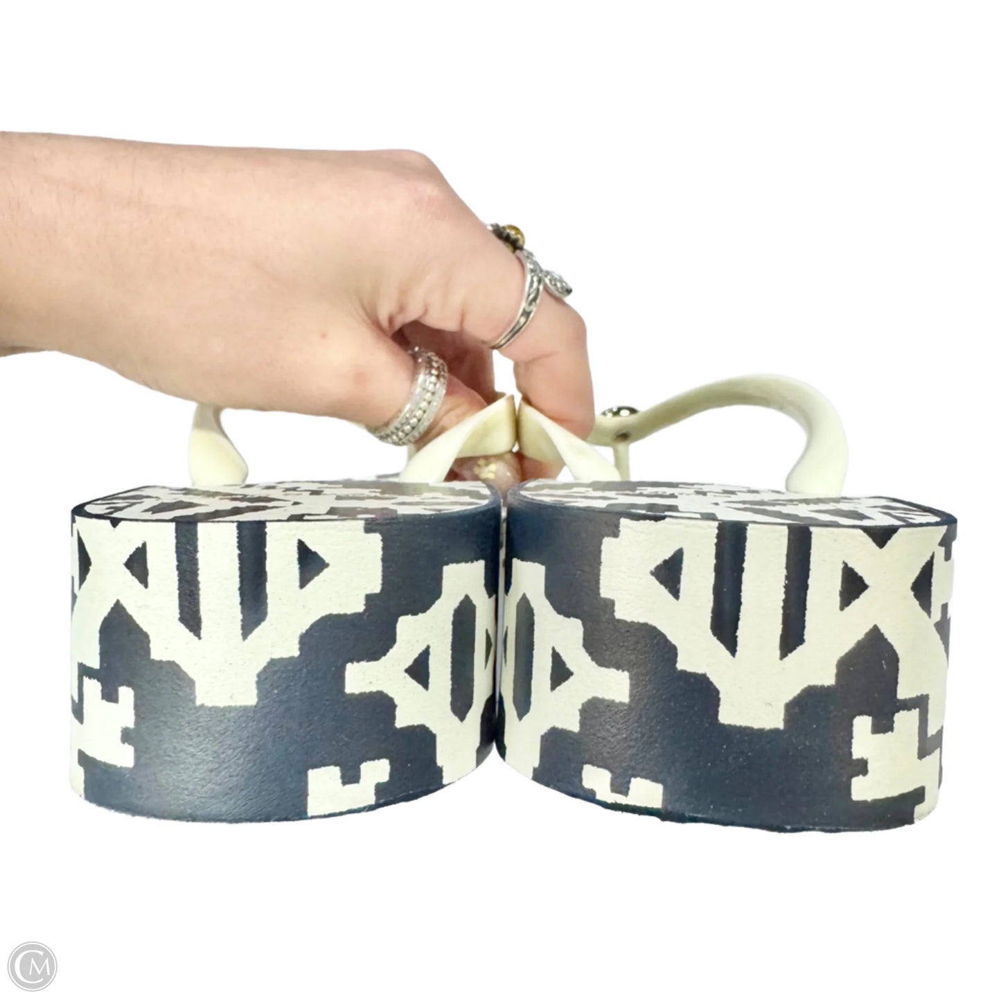 Sandals Designer By Tory Burch In Blue & White, Size: 7