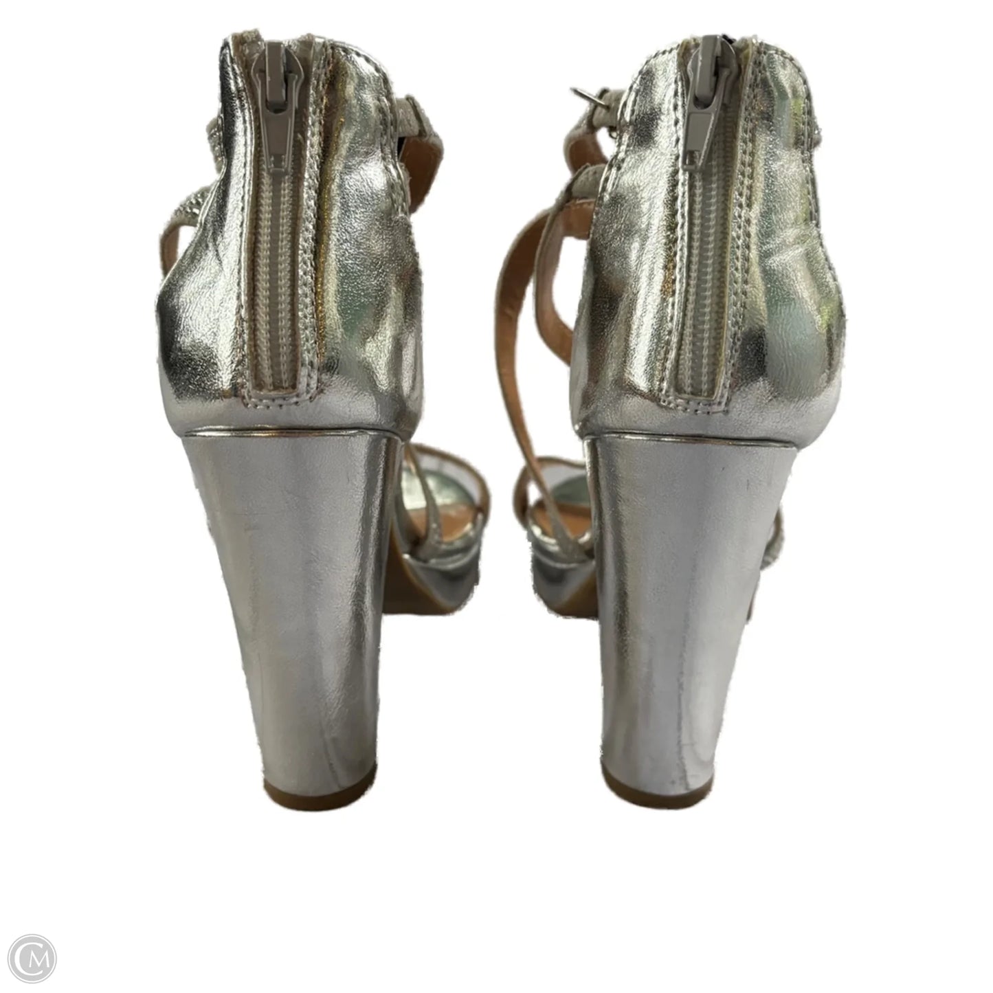 Sandals Heels Block By Report In Silver, Size: 7.5