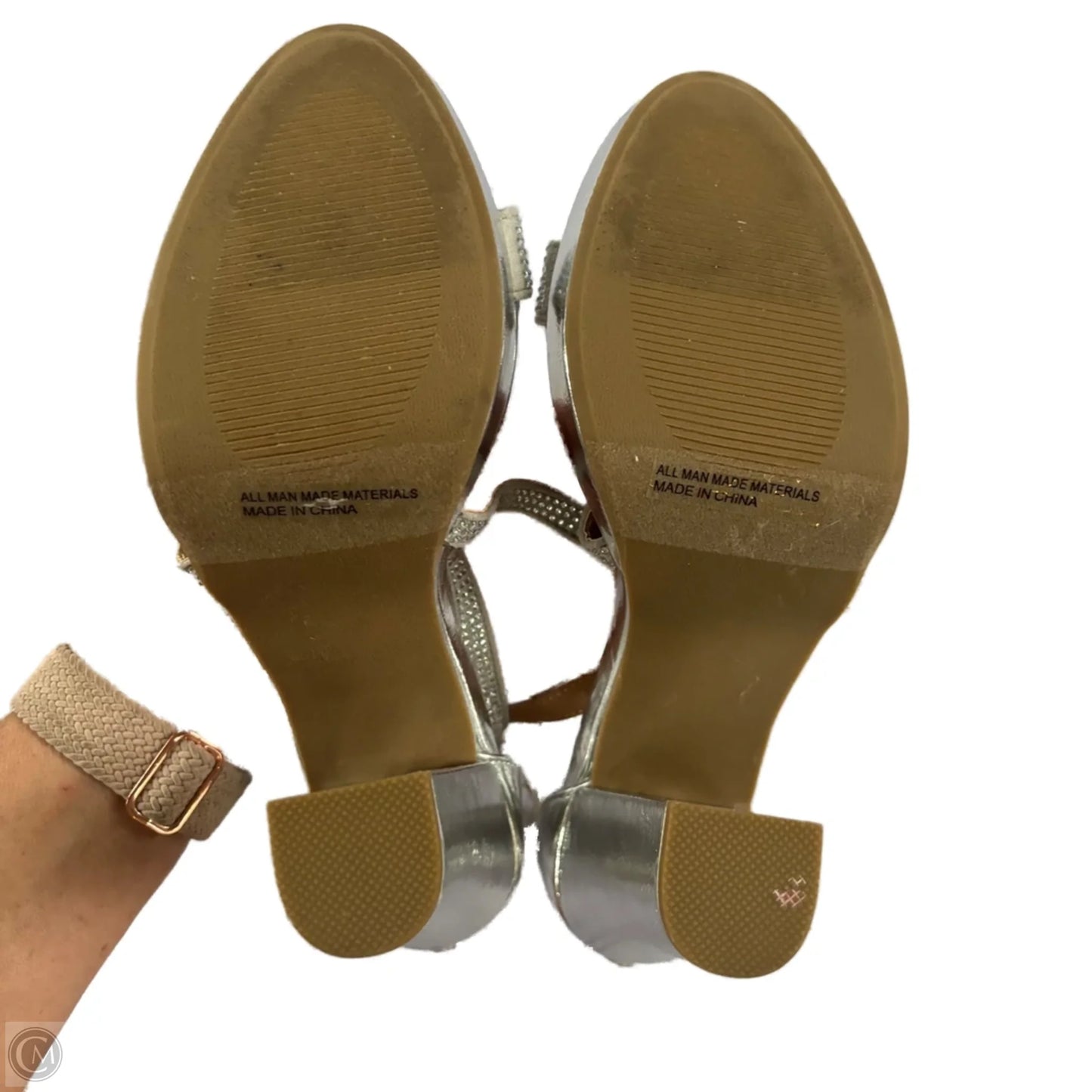 Sandals Heels Block By Report In Silver, Size: 7.5