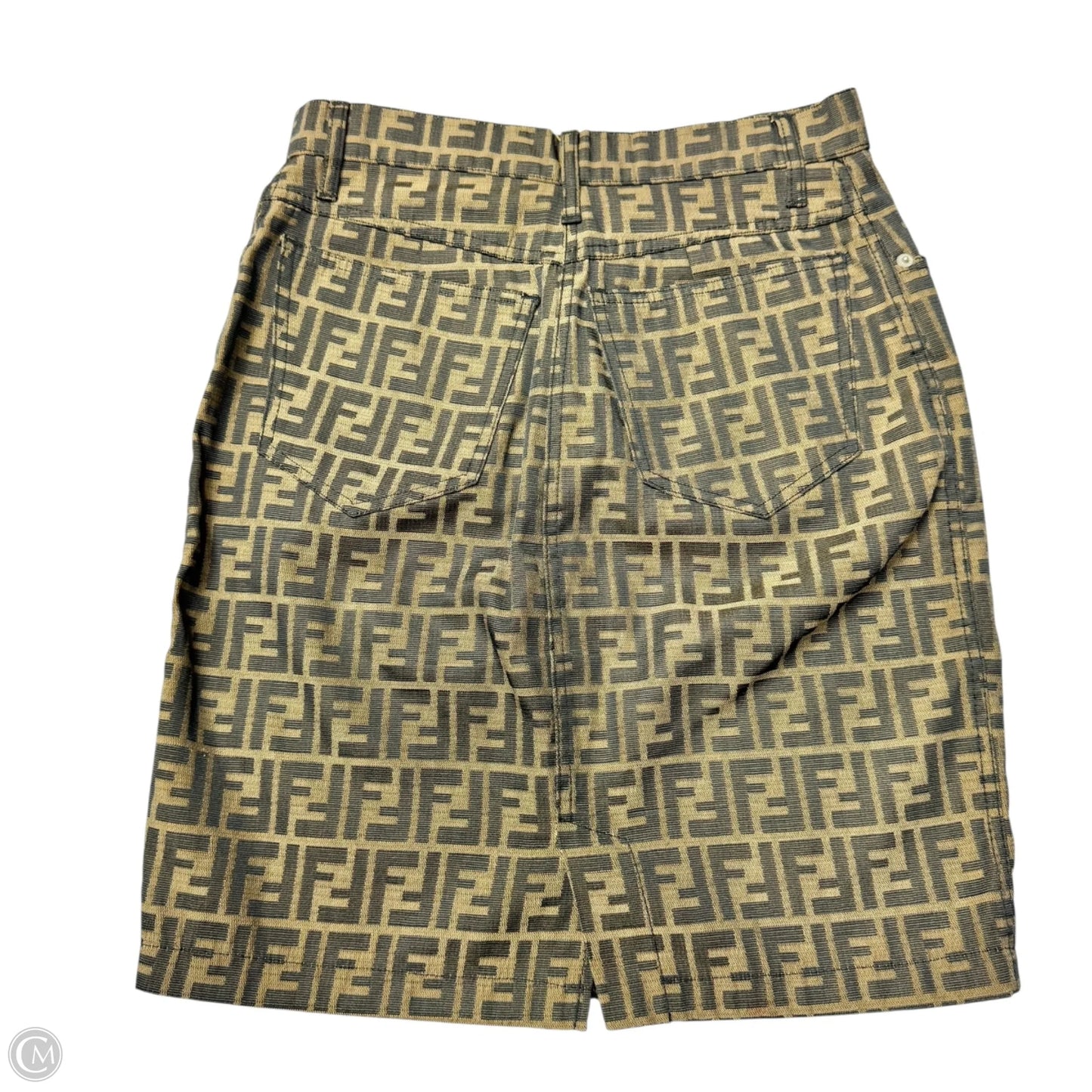 Skirt Luxury Designer By Fendi In Black & Brown, Size: 12