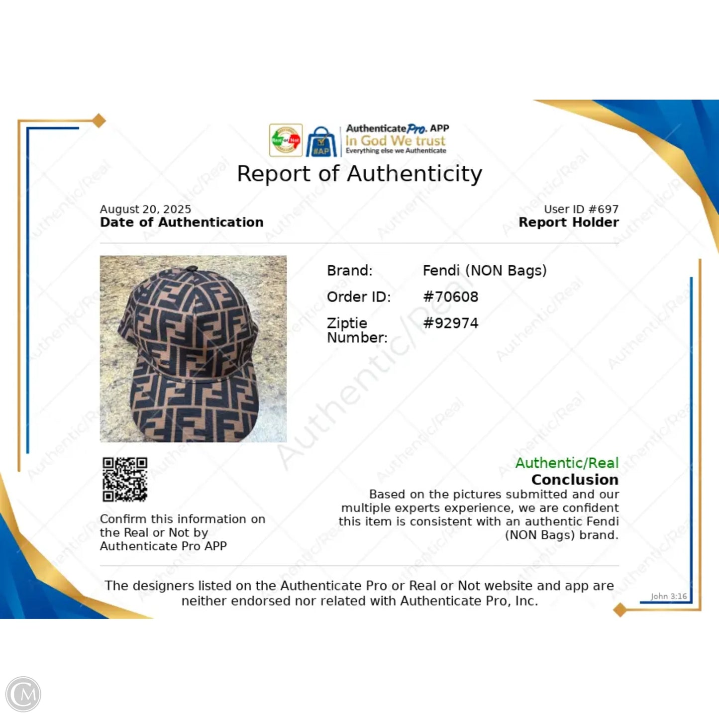 Hat Luxury Designer By Fendi