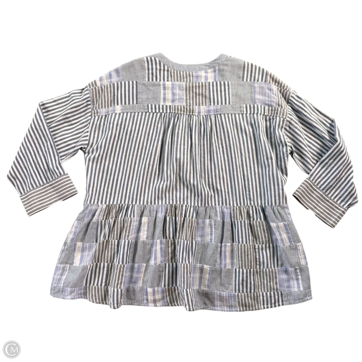 Top Long Sleeve By Maeve In Blue & Grey, Size: S