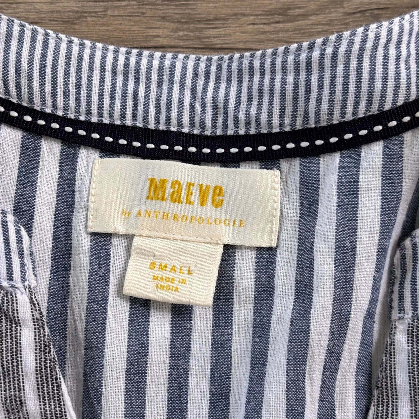 Top Long Sleeve By Maeve In Blue & Grey, Size: S