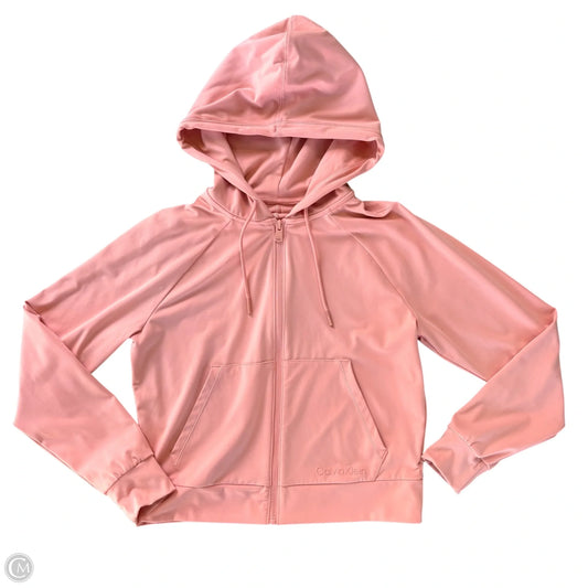 Athletic Sweatshirt Hoodie By Calvin Klein In Pink, Size: S