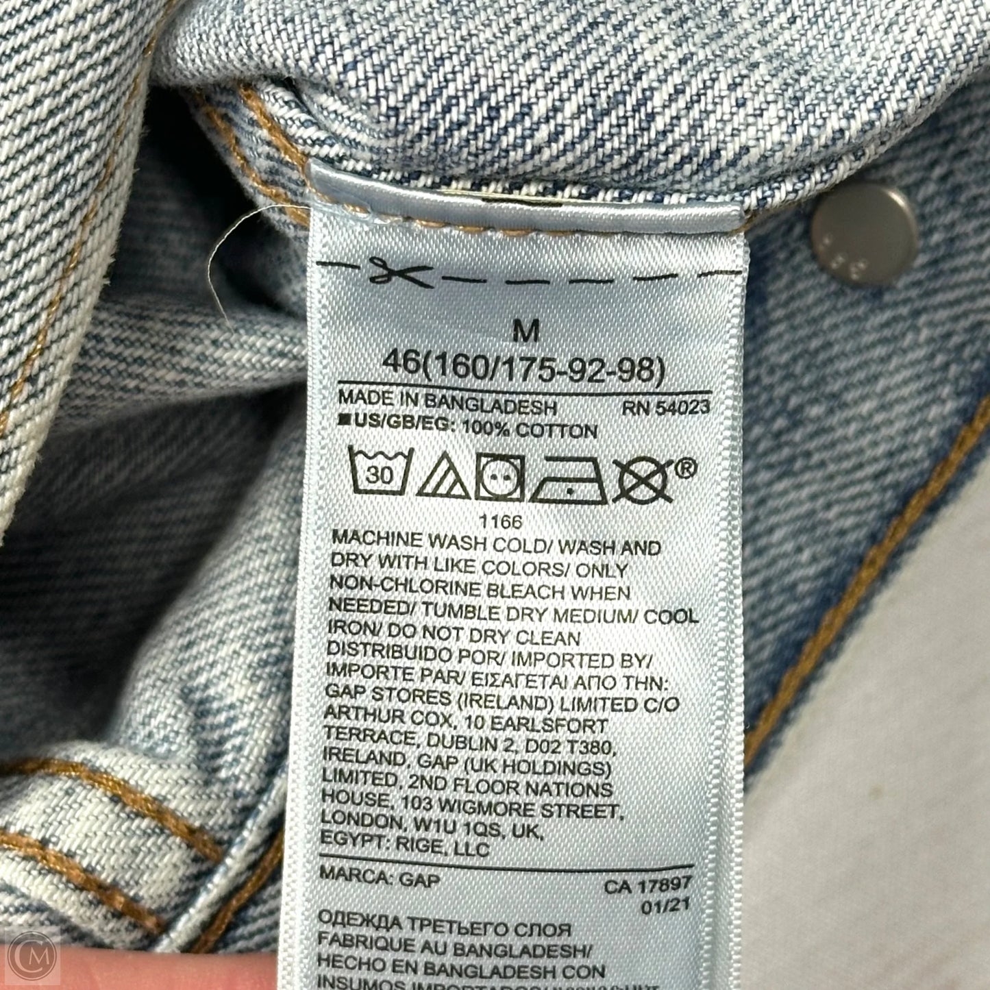 Jacket Denim By Gap In Blue Denim, Size: M
