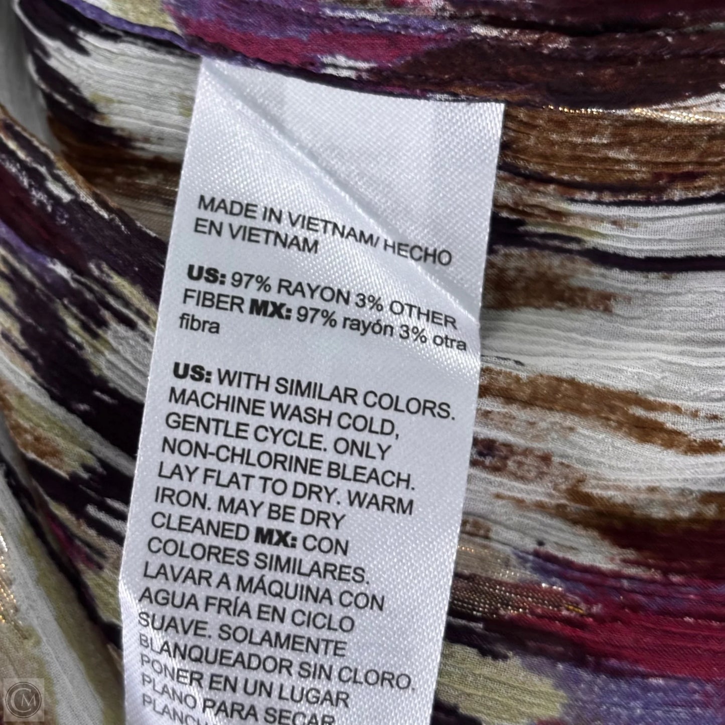 Blouse Long Sleeve By Chicos In Gold & Purple, Size: L