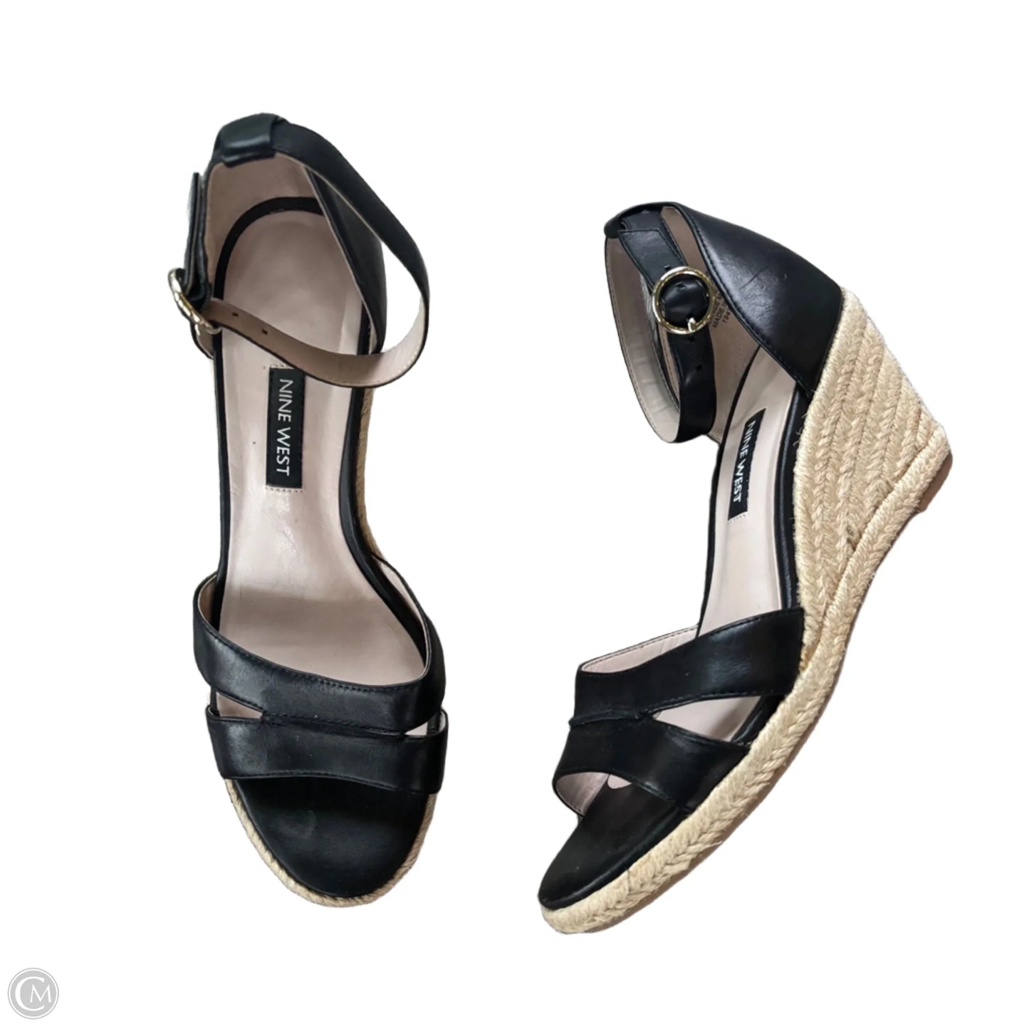 Sandals Heels Wedge By Nine West In Black, Size: 6.5