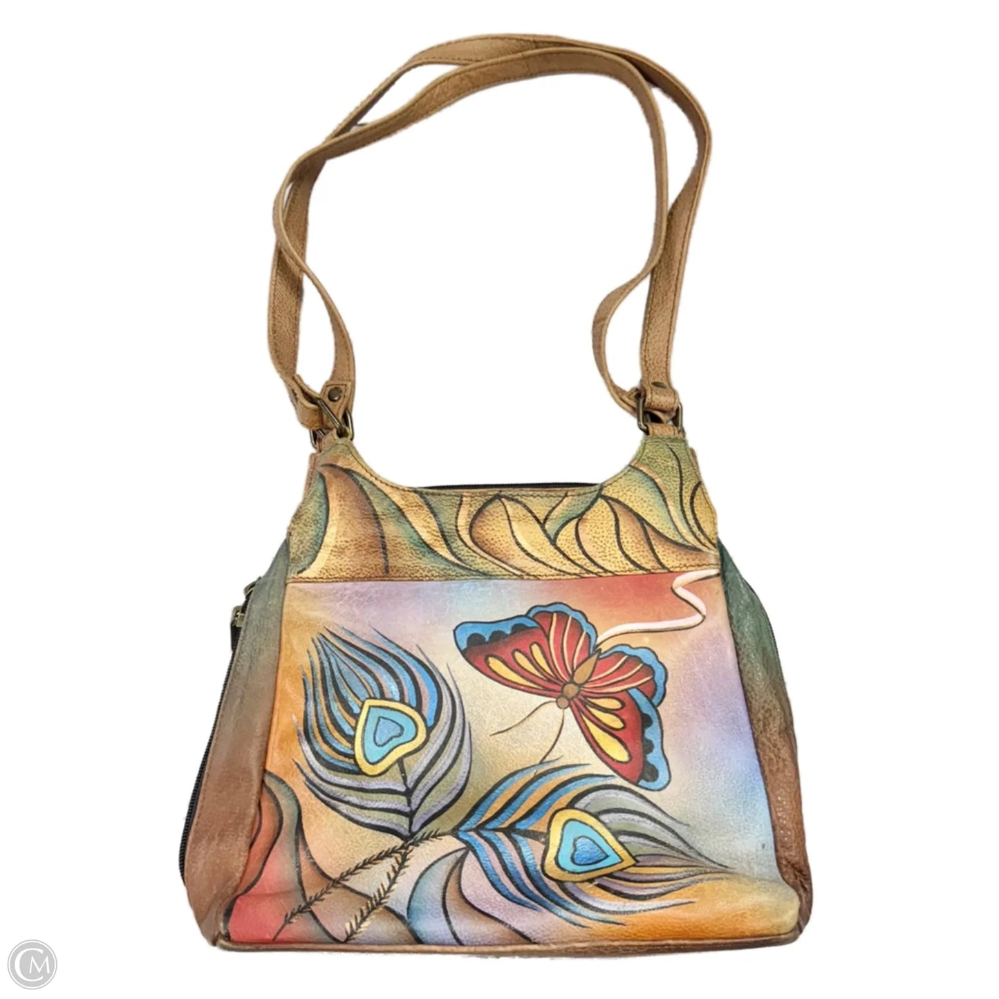 Handbag Leather By Anuschka, Size: Medium