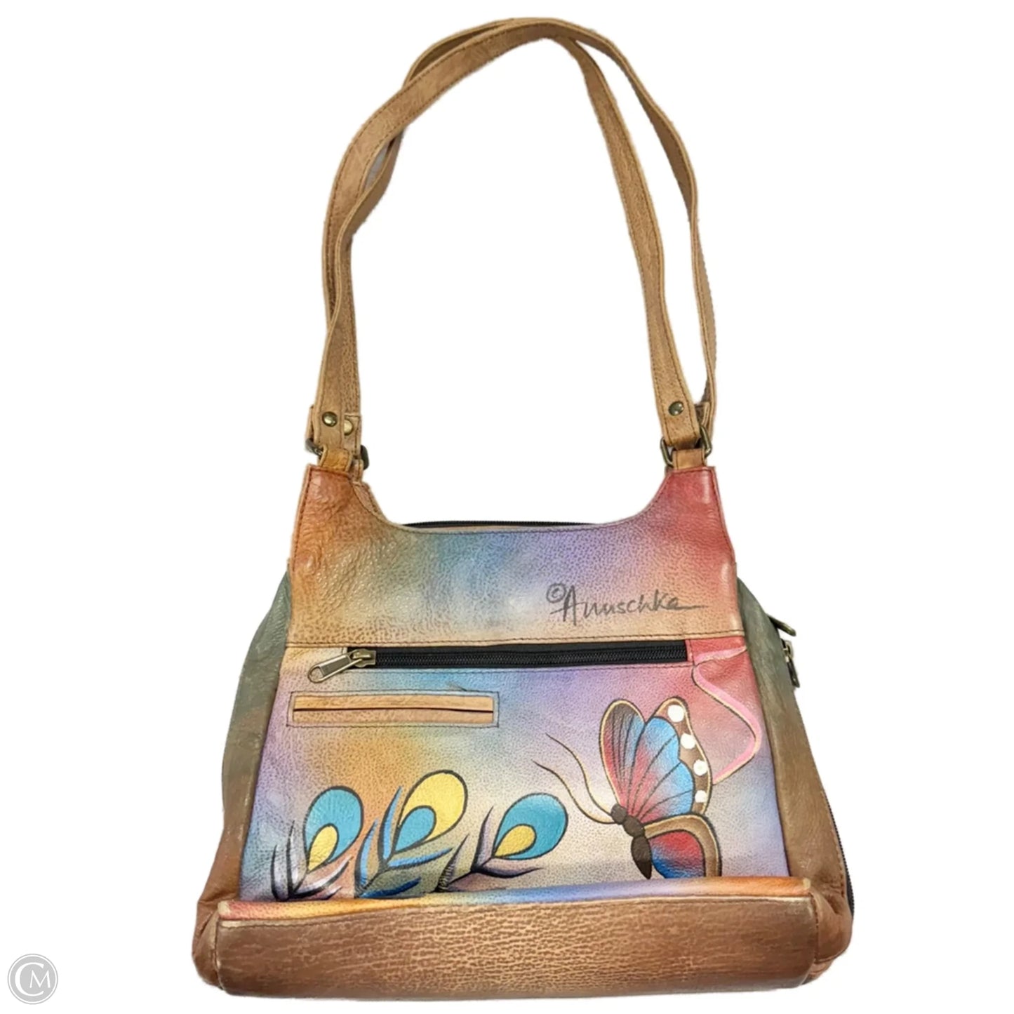 Handbag Leather By Anuschka, Size: Medium