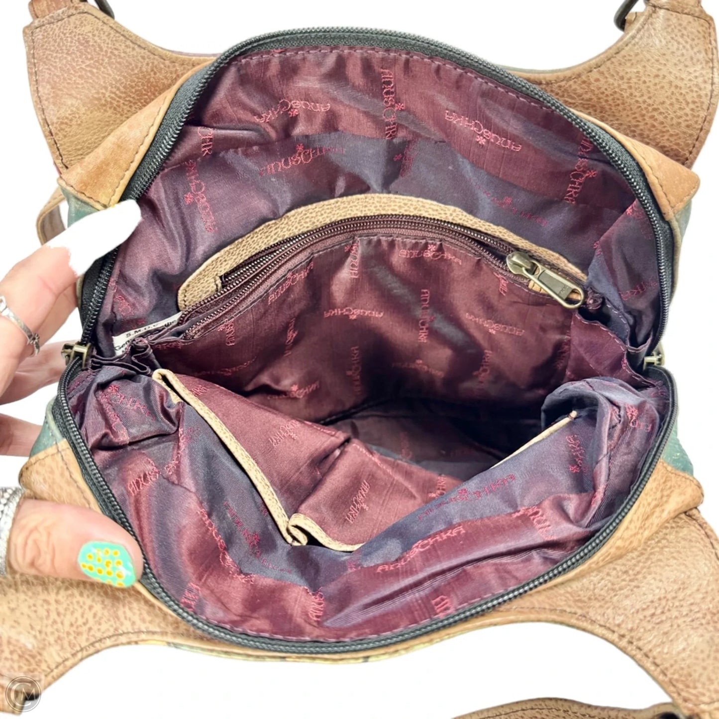 Handbag Leather By Anuschka, Size: Medium