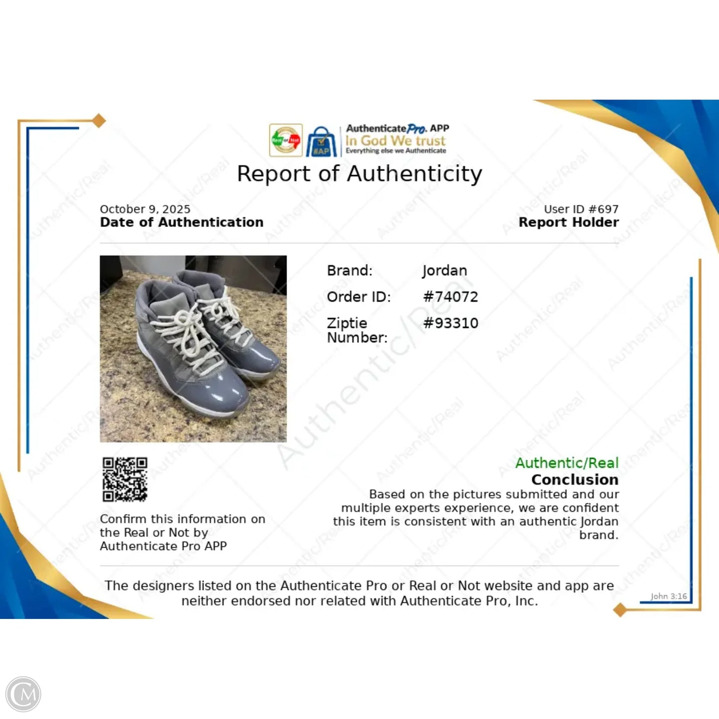 Shoes Luxury Designer By Jordan In Grey, Size: 9.5
