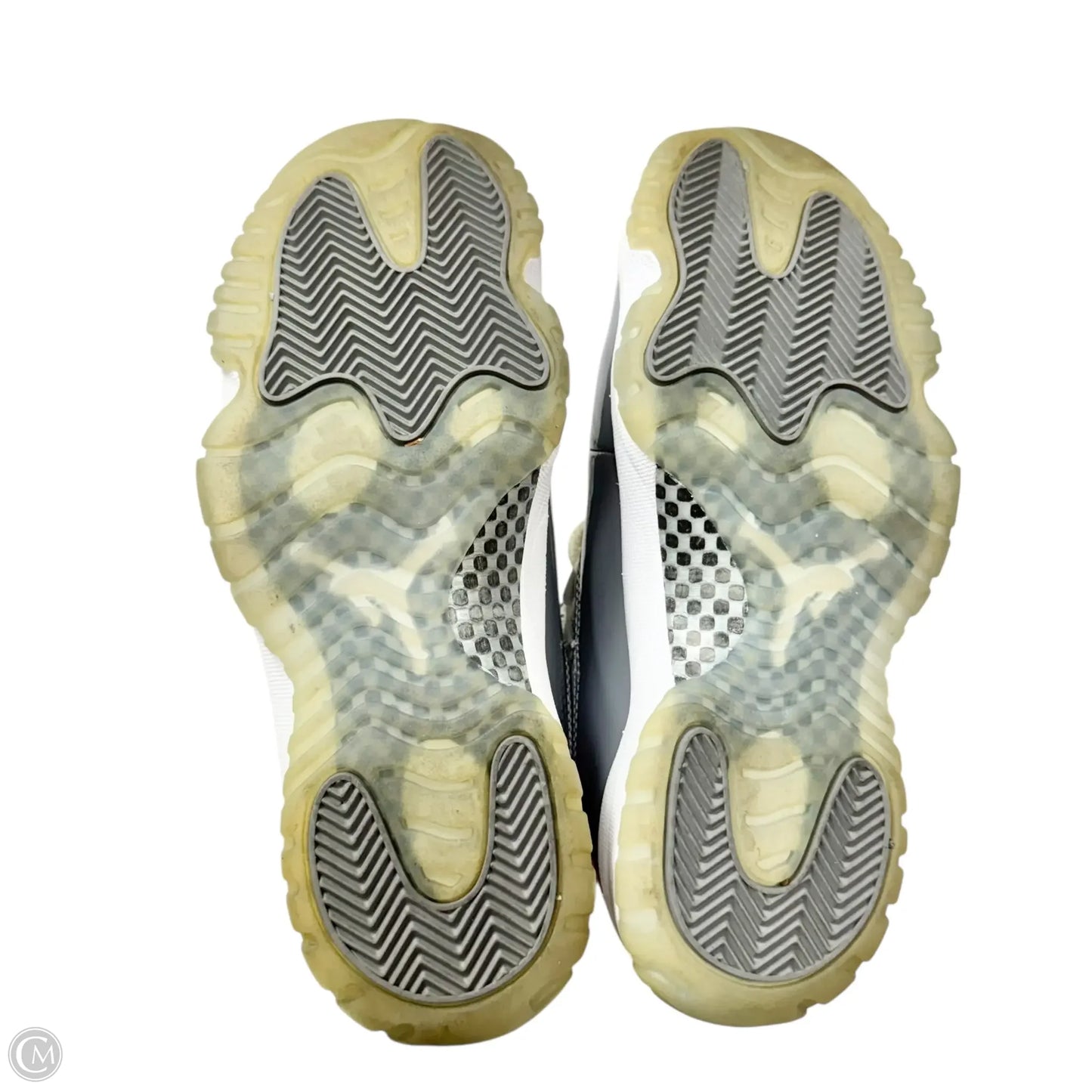 Shoes Luxury Designer By Jordan In Grey, Size: 9.5