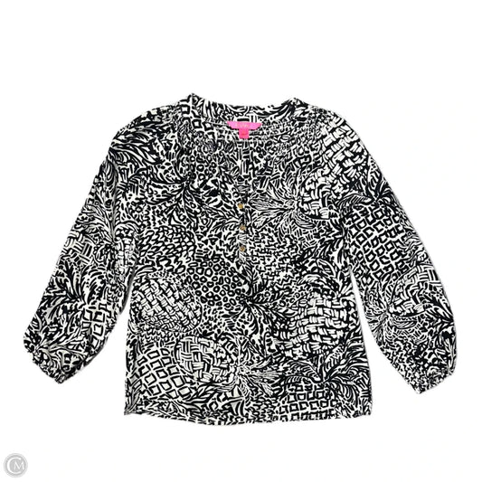 Top Long Sleeve Designer By Lilly Pulitzer In Black & White, Size: Xs