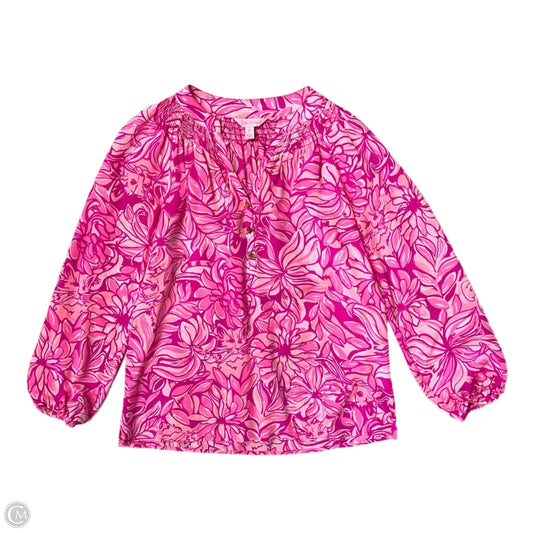 Top Long Sleeve Designer By Lilly Pulitzer In Pink & Purple, Size: Xs