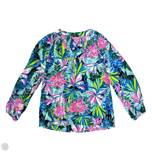 Top Long Sleeve Designer By Lilly Pulitzer In Blue & Green, Size: Xs