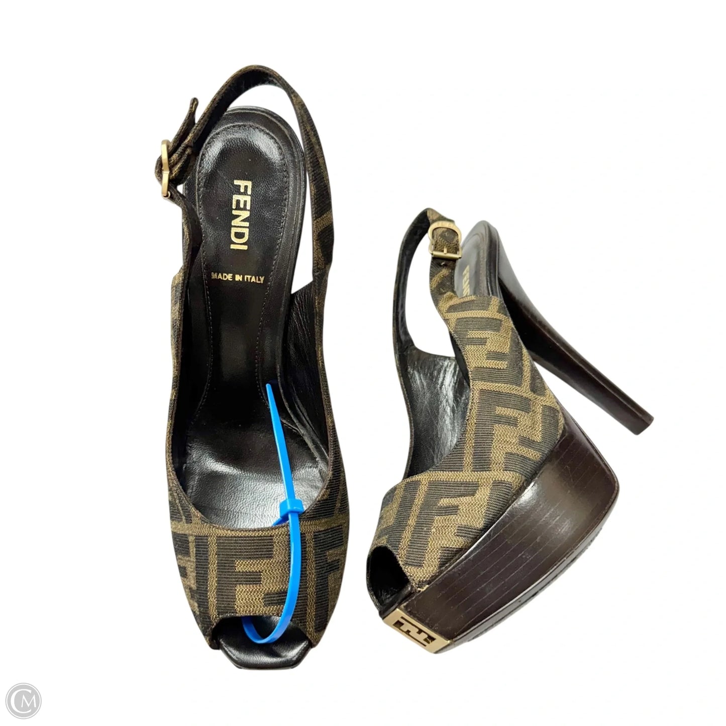Sandals Luxury Designer By Fendi In Brown & Tan, Size: 7.5