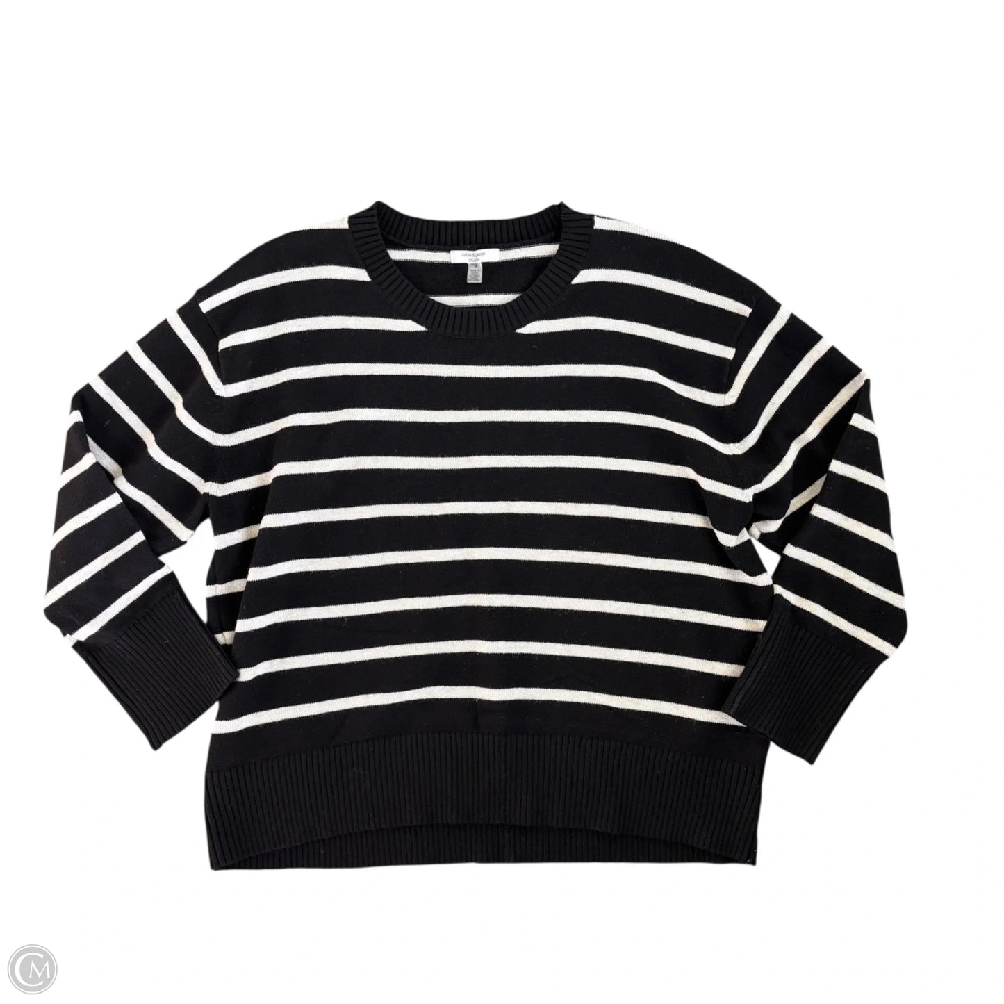 Sweater By Cable And Gauge In Black & Cream, Size: 1x