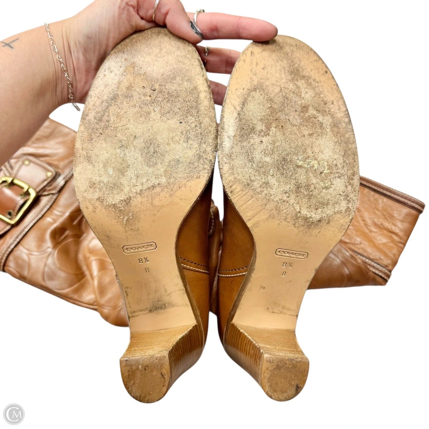 Boots Designer By Coach In Brown, Size: 8.5