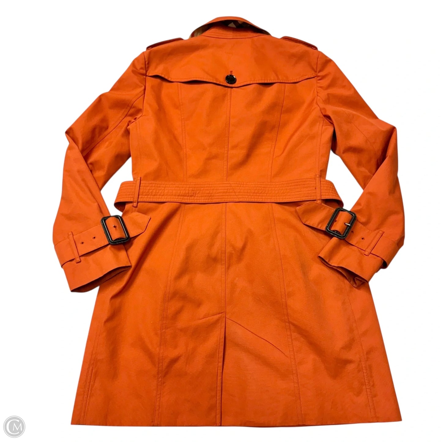 Coat Luxury Designer By Burberry In Orange, Size: L