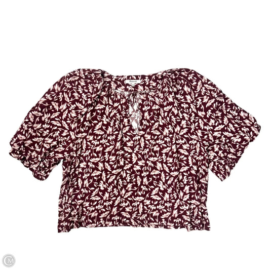 Top Short Sleeve By Madewell In Red & White, Size: L