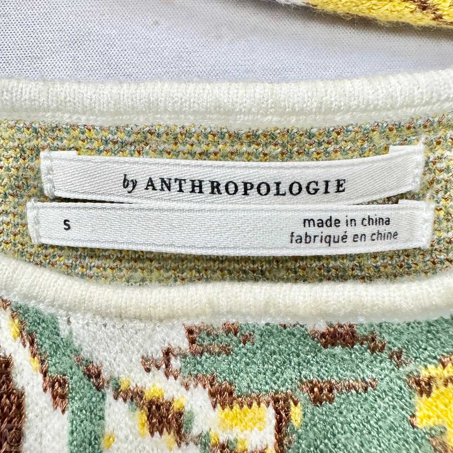 Sweater By Anthropologie In Green & Yellow, Size: S