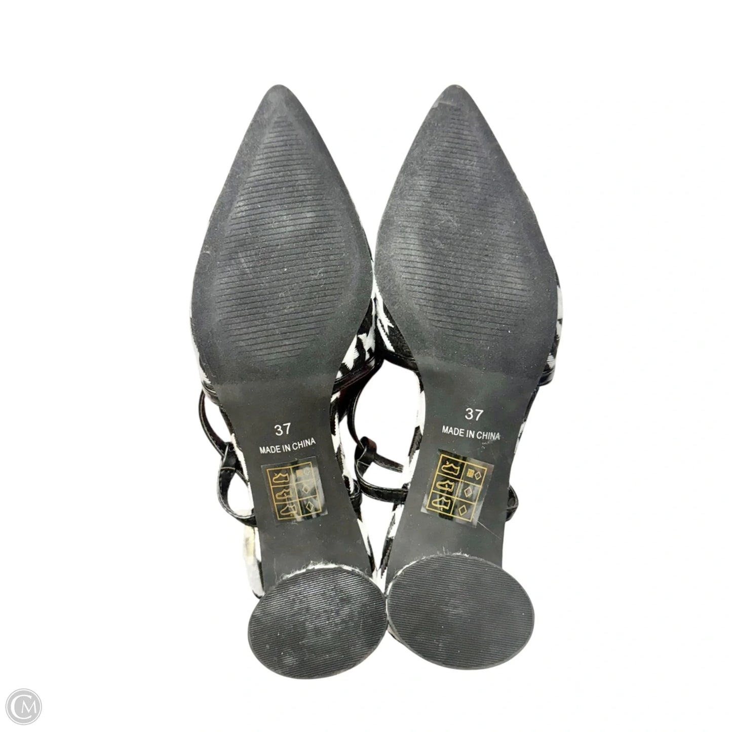 Sandals Heels Block By Midnight Velvet In Black & White, Size: 6.5