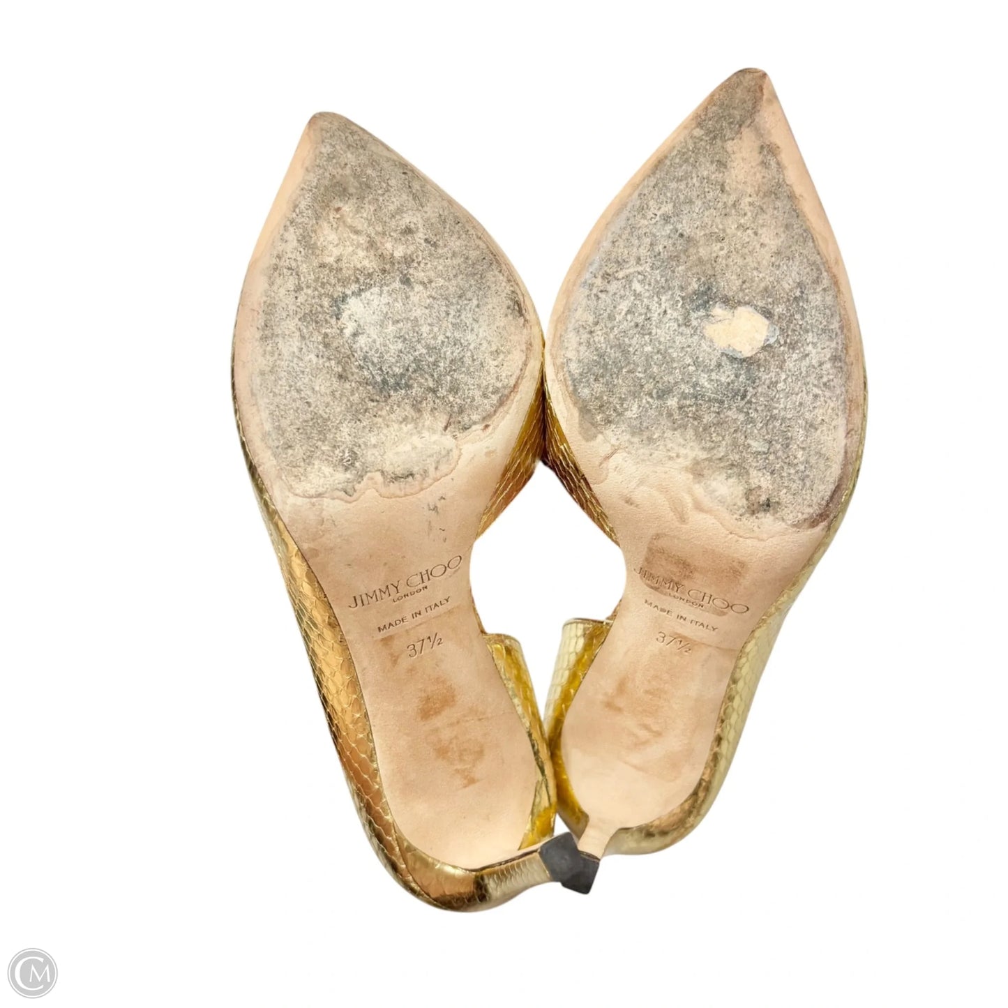Shoes Luxury Designer By Jimmy Choo In Gold, Size: 7