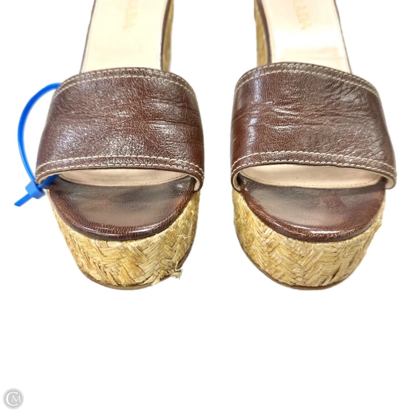 Sandals Luxury Designer By Prada In Brown, Size: 8
