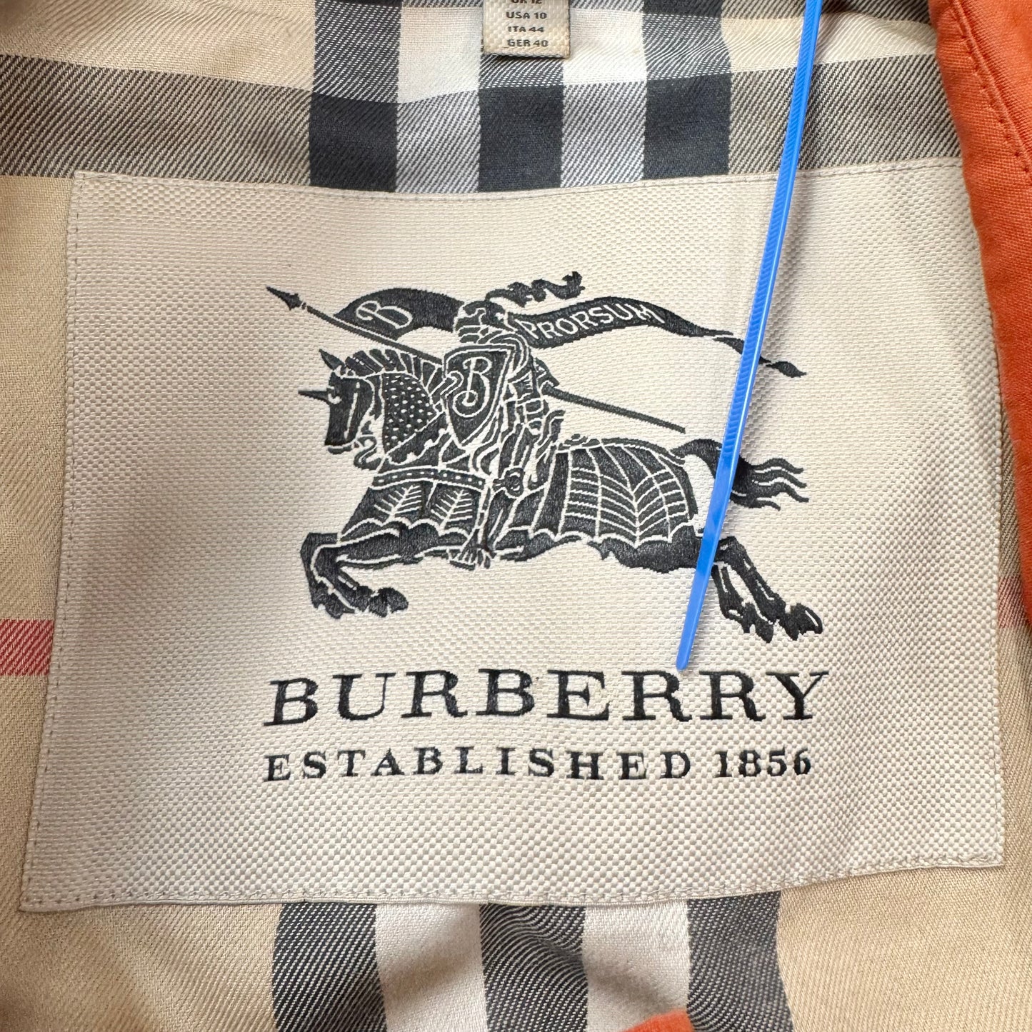 Coat Luxury Designer By Burberry In Orange, Size: L