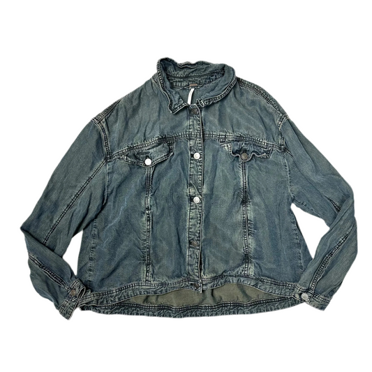 Jacket Shirt By Free People In Blue Denim, Size: M