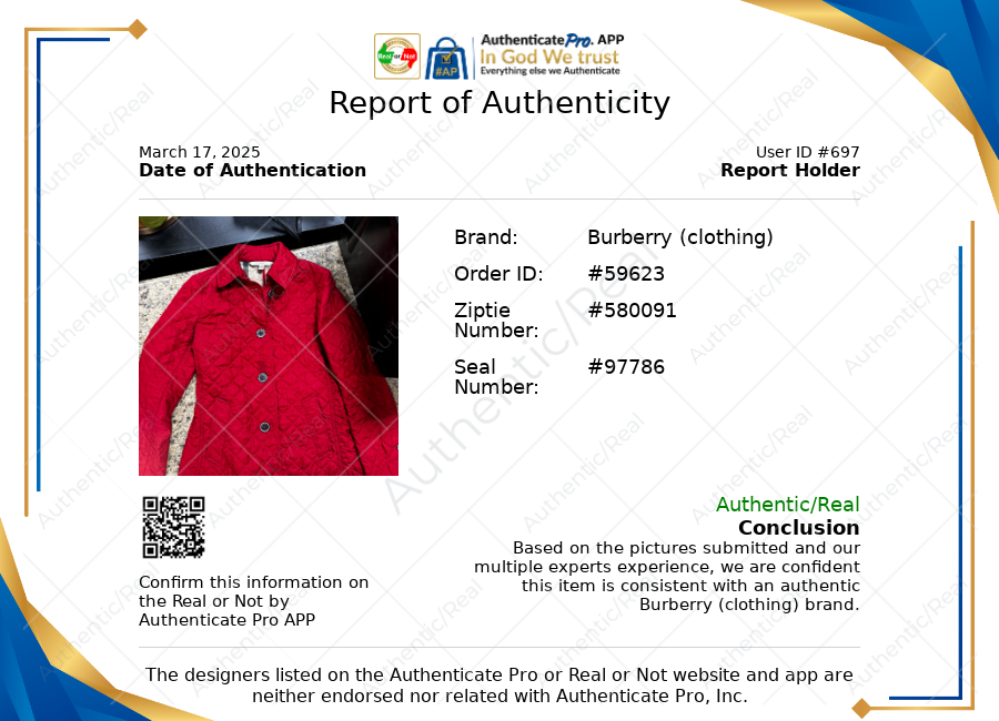 Jacket Luxury Designer By Burberry In Red, Size: S