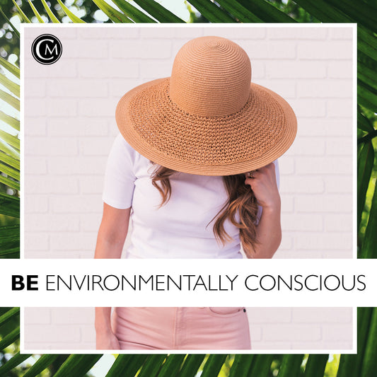 woman with text be environmentally conscious for earth day