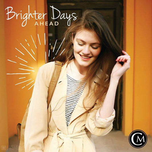 Woman with text Brighter Days Ahead