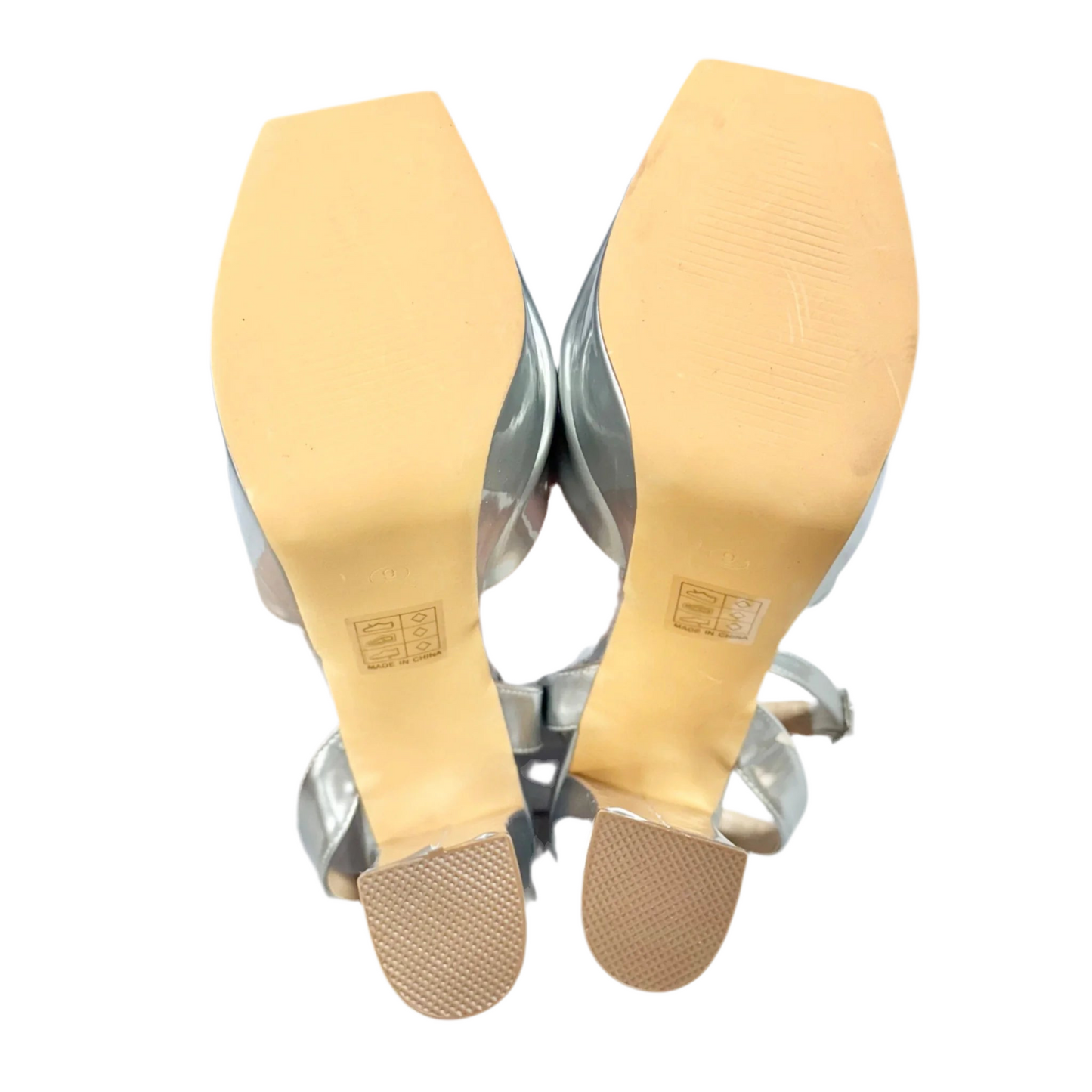 Sandals Heels Platform By Berness In Silver, Size: 9