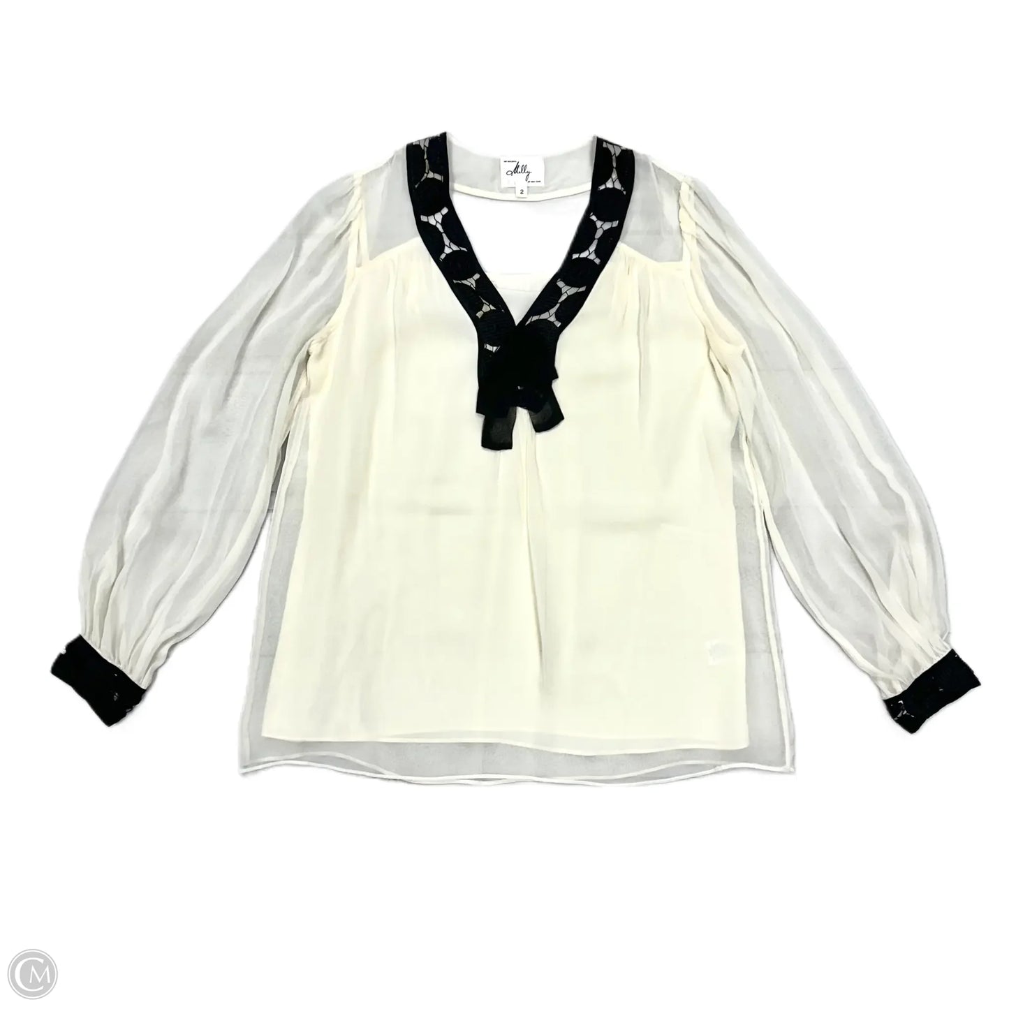 Blouse Designer By Milly In Black & Cream, Size: Xs