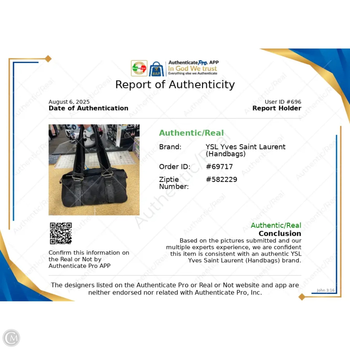 Handbag Luxury Designer By Yves Saint Laurent, Size: Small