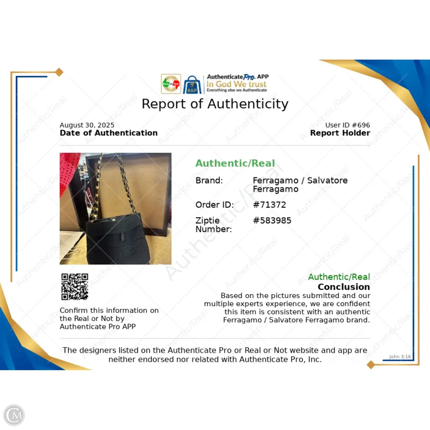 Handbag Luxury Designer By Ferragamo, Size: Medium