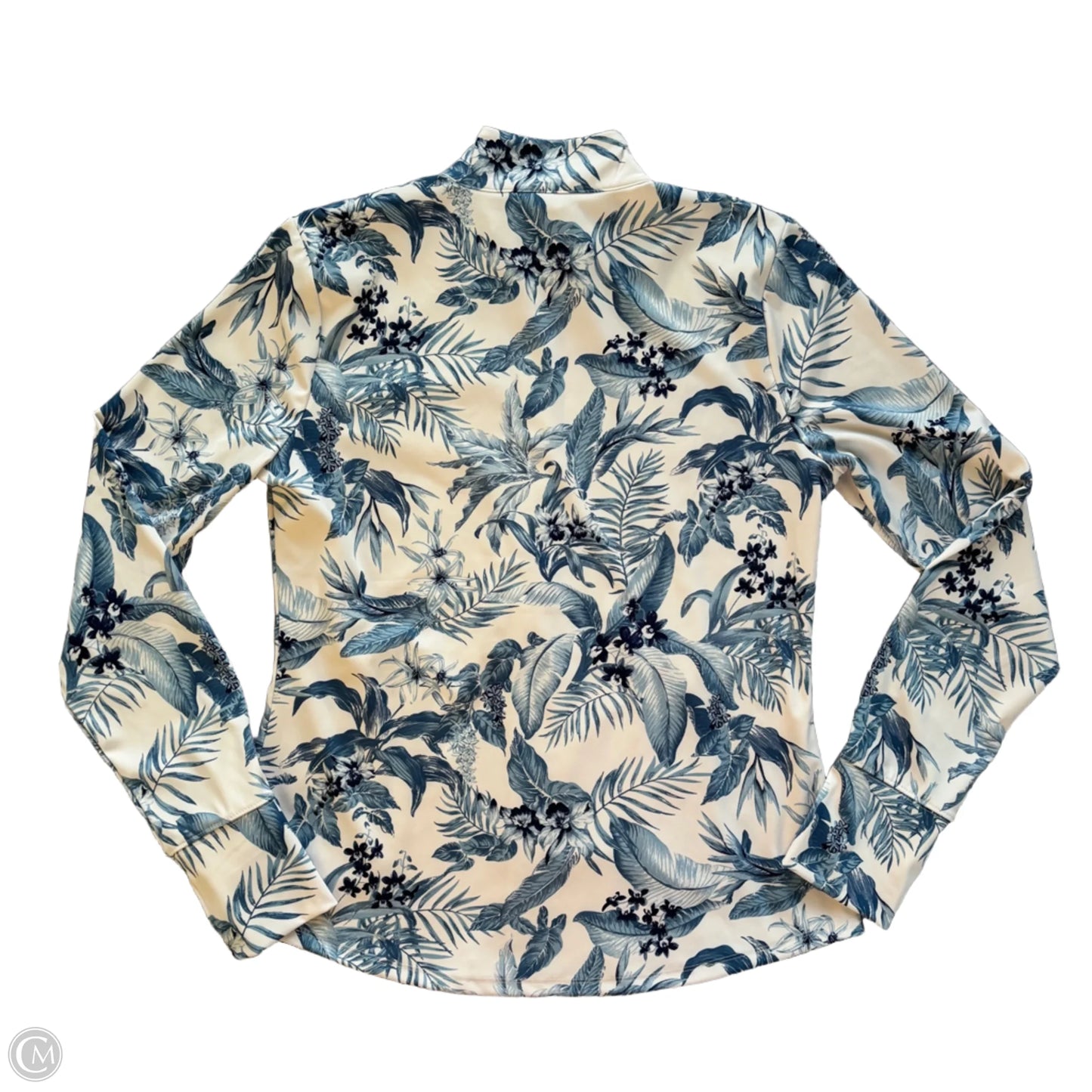 Athletic Top Long Sleeve Collar By Tommy Bahama In Blue & White, Size: L