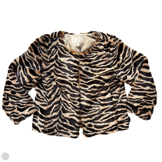 Jacket Faux Fur & Sherpa By Banana Republic In Zebra Print, Size: L