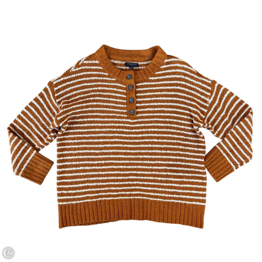 Sweater By American Eagle In Orange & White, Size: L