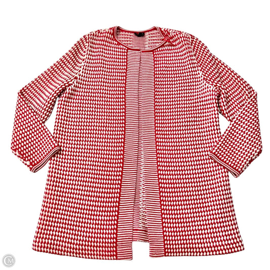 Sweater Cardigan By Talbots In Red & White, Size: Xlp