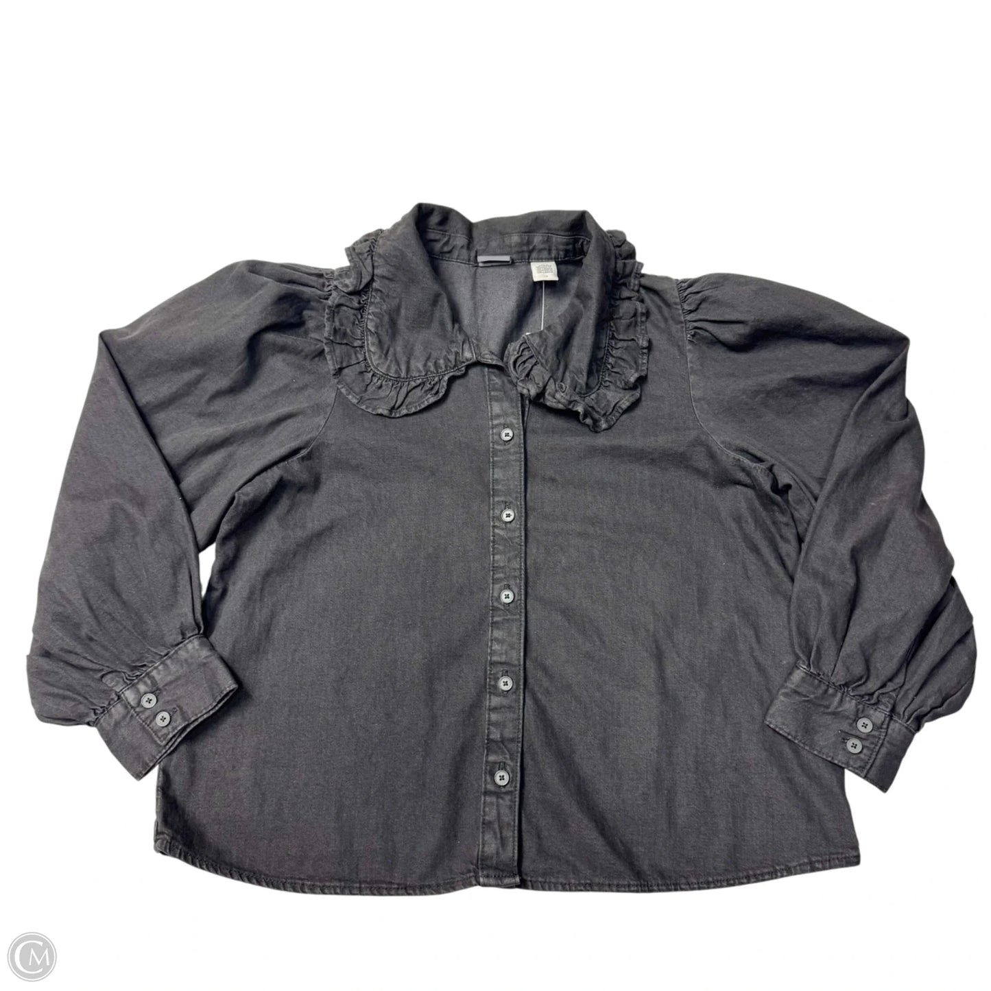 Jacket Shirt By Levis In Black Denim, Size: L