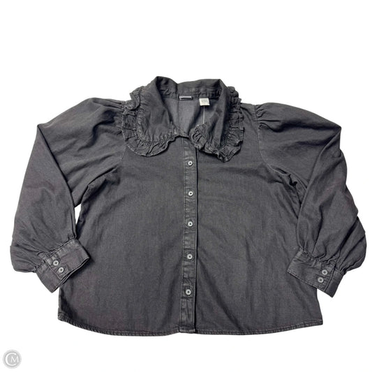 Jacket Shirt By Levis In Black Denim, Size: L