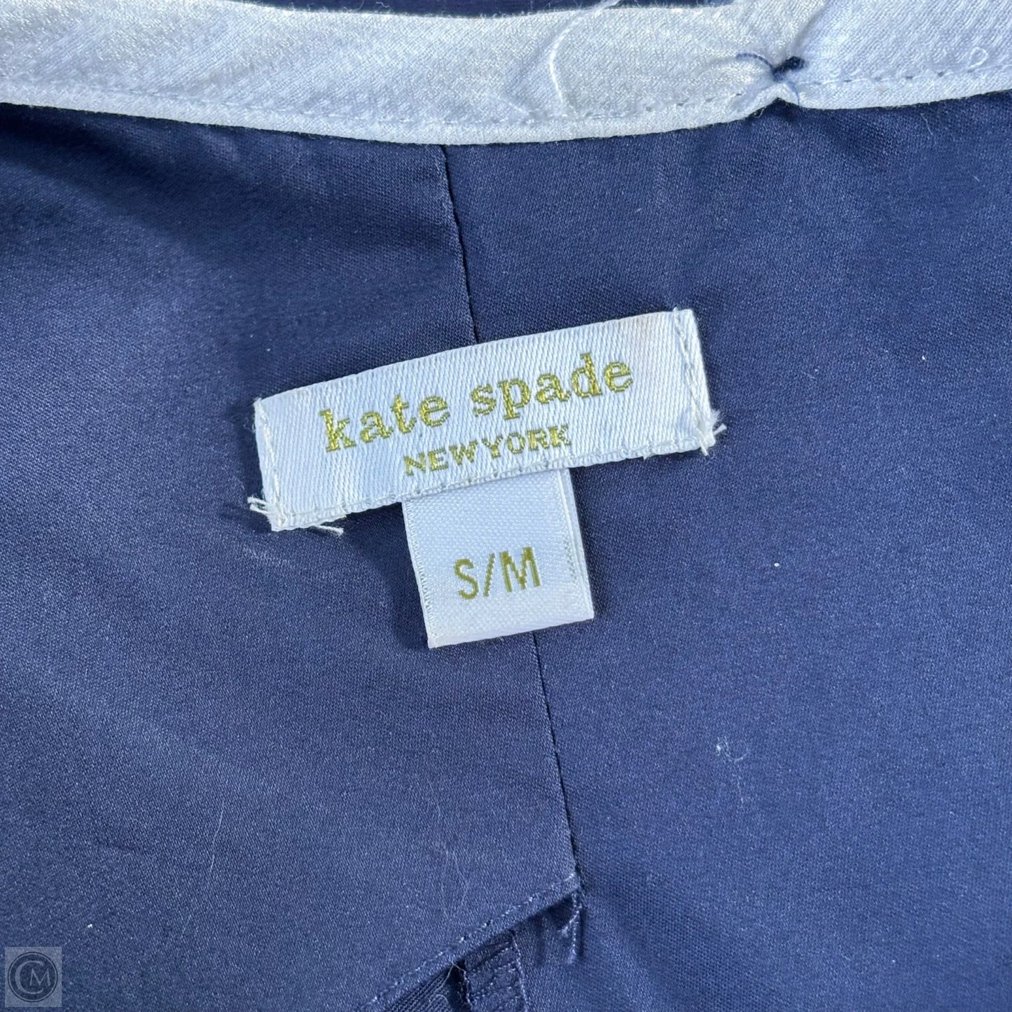 Top Long Sleeve Designer By Lafayette 148 In Blue & Cream, Size: L