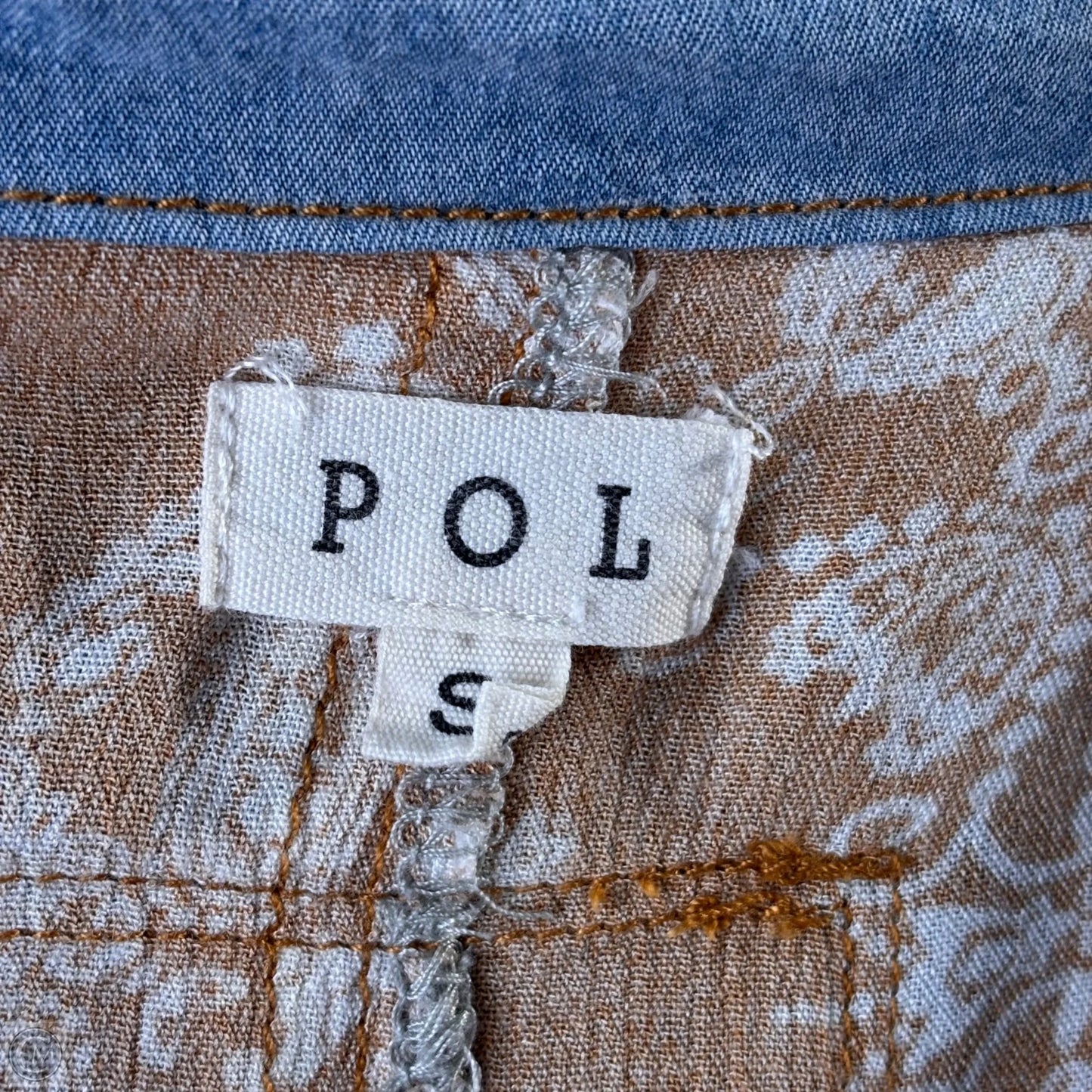 Top Short Sleeve By Pol In Blue & Cream, Size: S